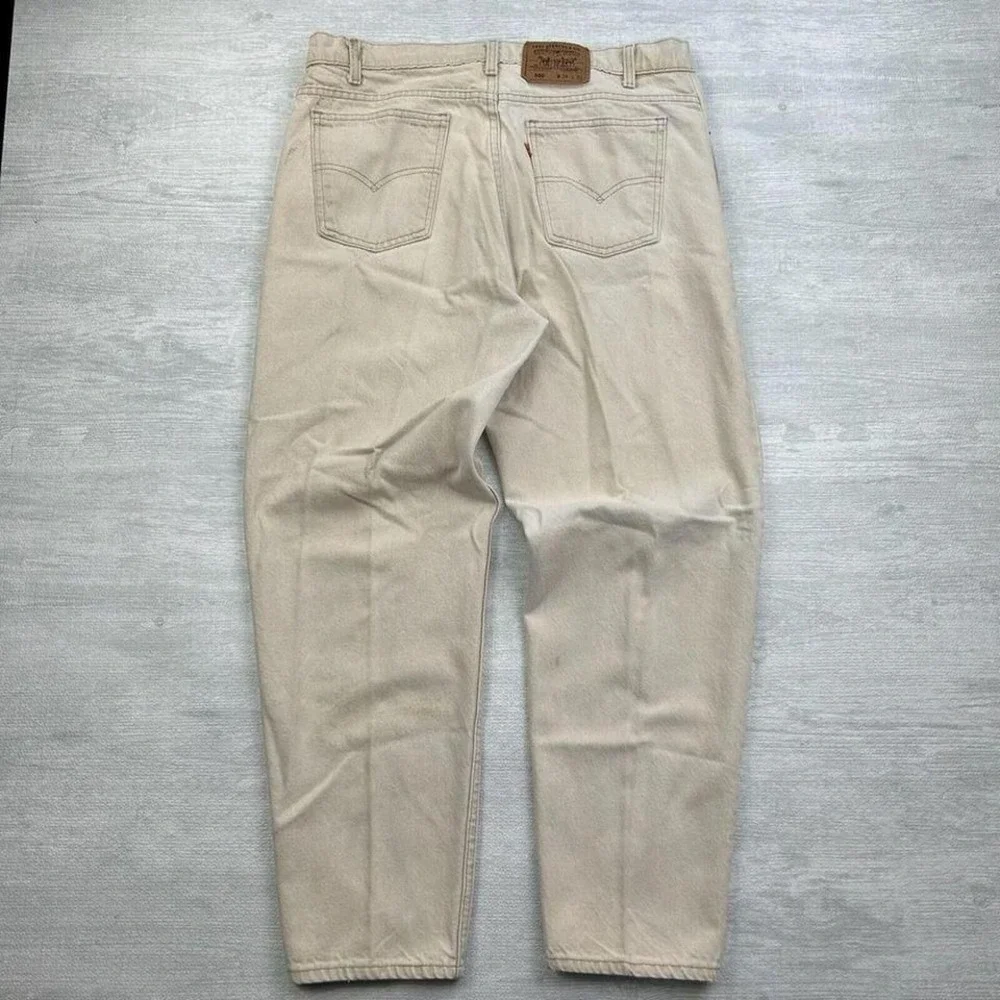 Vintage Levis 550 Jeans Mens 36x30 White Cream Orange Tab Straight Leg‎